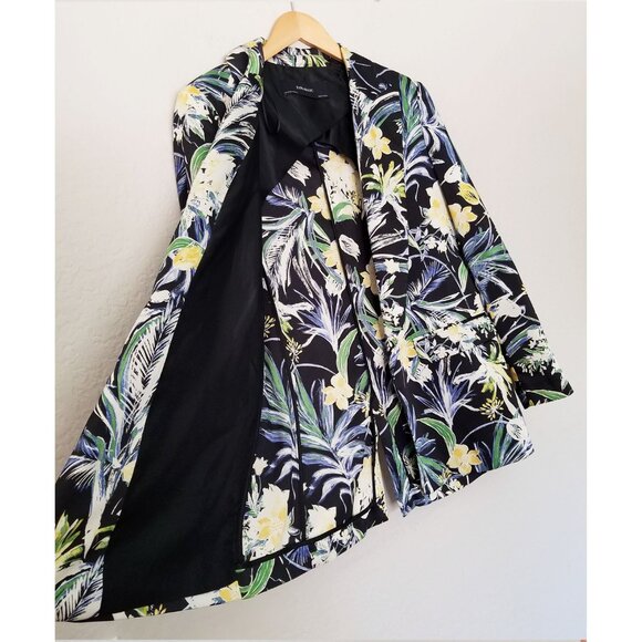 Zara Basic Floral Print Silky Satin Open Front Blazer Jacket M Vibrant Tropical - Picture 10 of 16